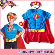 Superhero Flash Boy Super Hero Detachable Cape Muscle Top with Mask 6-8y