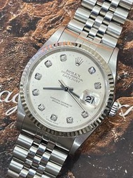 🌈🌈新返貨啦 🌈🌈🧡🧡原裝Rolex銀面水泡鑽石字🧡🧡淨錶👔Vintage Rolex Datejust 16234 連原裝62510H厚五珠帶👔KCB512（旺角店）