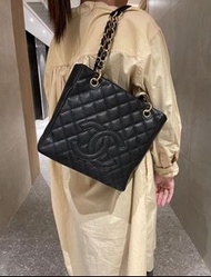 Chanel PST Tote Bag 黑色荔枝牛皮金鏈 100%Authentic, 95%New 💎尖沙咀中港城門市