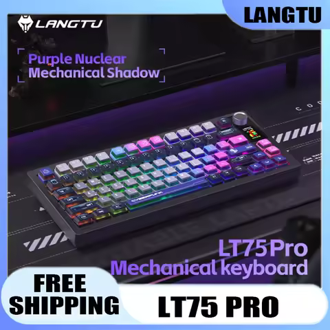 Langtu Lt75 Pro Wireless Gaming Mechanical Keyboard Bluetooth 2.4G Wired RGB Hotswap Gamer Non-conta