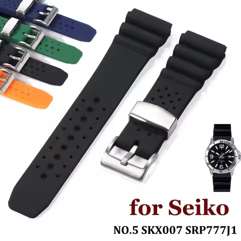 22mm Silicone Strap for Seiko MARINE MASTER SKX007 SRP777J1 Waterproof Wrist Band for CITIZEN Diving