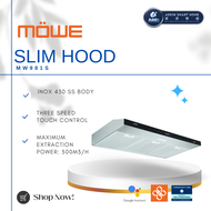 MOWE Wi-Fi Slim Hood MW981S - Inox 430 SS3-Speed Touch ControlRe-circulation ModeCharcoal Filter
