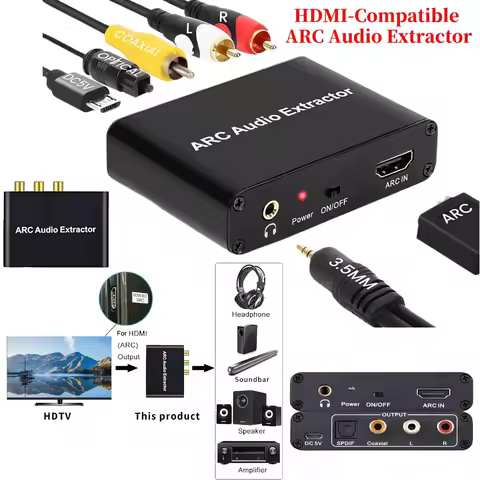 HDMI-Compatible ARC Adapter ARC To SPDIF Coaxial L/R Stereo 3.5mm Jack Audio Converter Audio Adapter