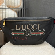 （蔡依林同款 停產不撞包）Gucci限量塗鴉款腰包大