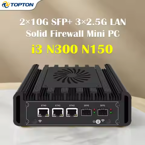 2×10G SFP Solid Fanless Firewall Mini PC Intel I3 N300 N305 N150 3×2.5G LAN DDR5 M.2 NVMe pfSense OP