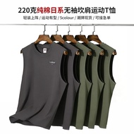 0602bxABNT 220g pure cotton loose American sleeveless T- ABNT220克纯棉宽松美式无袖T恤坎肩运动背心基础款印图印字可加急