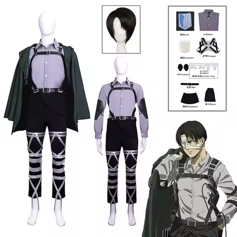 Attack on Titan The Final Season Levi Ackerman Cosplay Costume Wig Cloak Belt Scouting Legion Cape R