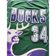 7WBE Bucks Antetokounmpo Black No. 34 Jersey Customized Basketball Uniform Suit Male Competition Tra
