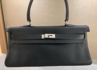 95%新 Hermes Shoulder Kelly 黑色銀扣上膊袋