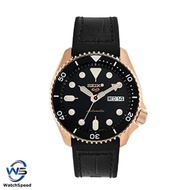 Seiko 5 SRPD76K1 SRPD76 Superman Black Silicone Rose Gold Case Automatic Men's Watch