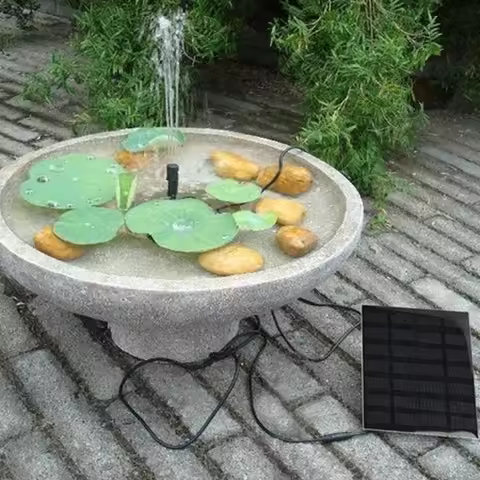 1.2W Solar Water Fountain Pump 200L/h with 6 Nozzles Solar Pond Pump Solar Panel Water Pump for Bird