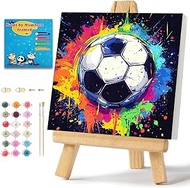 ICYANART Paint by Numbers Kit for Kids with Frame and Easel, Soccer Paint by Number Kids Age 6-8-12,