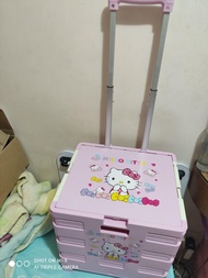 Hello Kitty 摺疊手拉購物車(淺粉紅色)