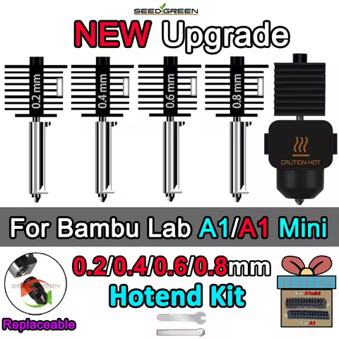 For Bambu lab official 3D printer Accessory For Bambu lab A1 mini Hotend Kit Hardened Steel Nozzle 0