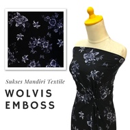 UNGU Woolpeach Wolvis Fabric with Wolvis Embossed Floral Motif in Dusty Purple | Width 150cm | Price