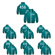Game 100-170cm Squid Children Zipper Jacket Coat 456 001 067 218 212 240 Girls Winter Cosplay Costum