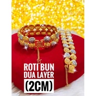 ￼Rantai Tangan / Gelang Dewasa ROTI BUN DUA LAYER cop916 persis ori EMAS KOREA Murah