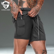 EAGLADE Running Sports Jogging Sweat Shorts for Men Man Stretchable 042 in Black J10