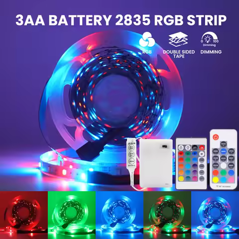 3AA Battery RGB LED Strip Light 5V 2835 Flexible LED Tape 60LEDs Waterproof LED Ribbon for TV Backgr