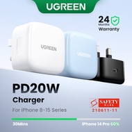 UGREEN 20W PD Fast USB Charger Quick Charge 4.0 3.0 Charger compatible for iPhone 16 15 14 13 12 11 