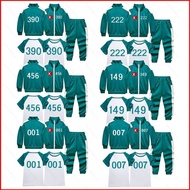 BS1 3PCS/set Squid Game 456 222 390 coat trousers printing T-shirt cosplay cloth for kids sportswear