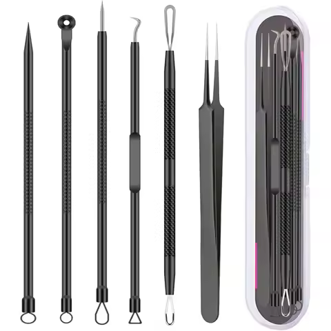 6PCS Pimple Removal Tool Blackheads Acne Remover Face Cleaning Kit Black Dots Remover Acne Tool Pimp