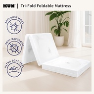 Kun High Latex Feel Foam Tri-Fold Foldable Mattress With Aloe Vera Fabric - Single Size (3")