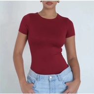 Ladies New Basic Casual Full Length Blouse Daily Top Cotton Bodycon Top Tshirt Tees Fitted DL0031