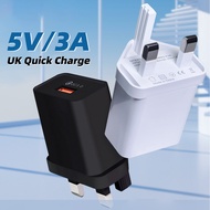Ankndo UK Charger 5V 3A UK Plug 3 Pin USB Charger Adapter 5V 3A Wall Charger