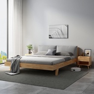 {SG Sales}HDB Modern Minimalist Nordic Solid Wood Bed Bedroom Furniture 1.8 M Double Bed with Soft Bag Bed Bedframe Wooden Bed Queen King Bed Double Bed Bed Frame