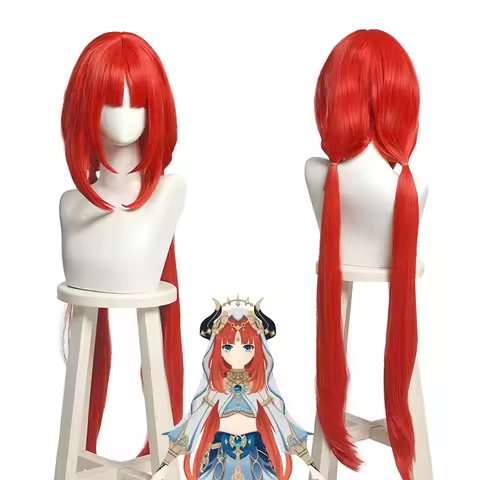 Genshin Impact Nilou Cosplay Wig Synthetic Hair Women Long Red Wig Ponytail Wig Heat Resistant Wigs
