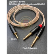 TRS 3.5mm audio cable with port/TS 6.5mm for phone/PC. monitor speaker. Cable 3.5 to two ends 6mm br