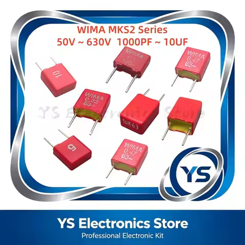 2/5/10pcs WIMA MKS2 RED 5MM Film Capacitor Hi-Fi Audio 0.22UF 0.47UF 1UF 2.2UF 3.3UF 4.7UF 50V 63V 1