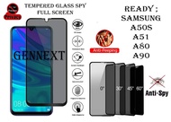 tempered glass privacy anti spy full glue samsung a50s a51 a80 a90 - sam a80