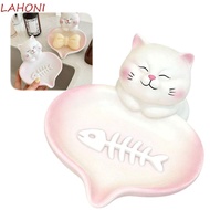 CURTES Cat Soap Dish, With Drainage Non-Slip Base Soap Holder, Lucky Cat Cat-shaped Creative Design 