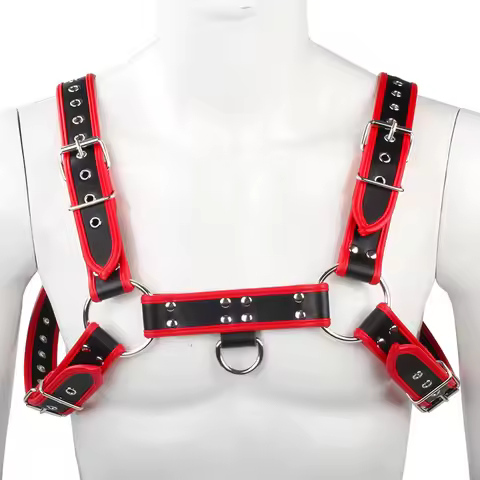 Fashion Male Lingerie Mens Adjustable Faux Leather Chest Harness Punk Club Goth Costume BDSM Erotic 