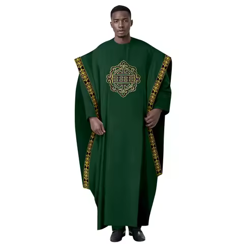 African Traditional Clothing for Men Dashiki Embroidery Agbada Robes Shirts and Pants Outfits 3 Piec