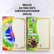 (1PKT) WALES A4 Certificate Paper [Plain] | 150GSM | 100SHEET | 奖状纸 X 1PKT