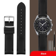 ✥♛ 20mm Curved End Rubber Watchband For Omega for Swatch Joint MoonSwatch Constellation Men Women Wa