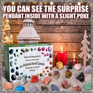 (GJFZ) Christmas Advent Calendar Crystal Ore 24 Days Christmas Countdown Calendar Minerals Gift Box