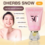 2025 DHerbs Snow Tinted Moisturiser Sunscreen SPF50 Lightweight Hydrating Glowing Natural Finish 40g