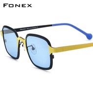 FONEX แว่นตากันแดดไทเทเนียมแท้สำหรับผู้ชาย2024ใหม่ย้อนยุคแนวแฟชั่นคุณภาพสูงสี่เหลี่ยม UV400โพลาไรซ์ F85805T สำหรับผู้หญิง