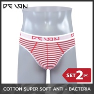 DELON (2 pc.) กางเกงในชาย บิกินนี่ ลายริ้ว เนื้อผ้าเคลือบ Anti- Bacteria กางเกงในป้องกันเชื้อรา และก