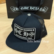 CHROME HEARTS TRACKER CAP CH Black White All Patch Trucker Hat Net Crow Heart