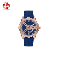 Caterpillar Newport AM-191-26-629 Blue Rose Gold Silicone Analog Watch | 3 Hand Movement | 44MM | 2Y