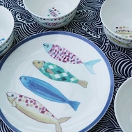彩色魚碗盤5入組 手繪/日系畫風