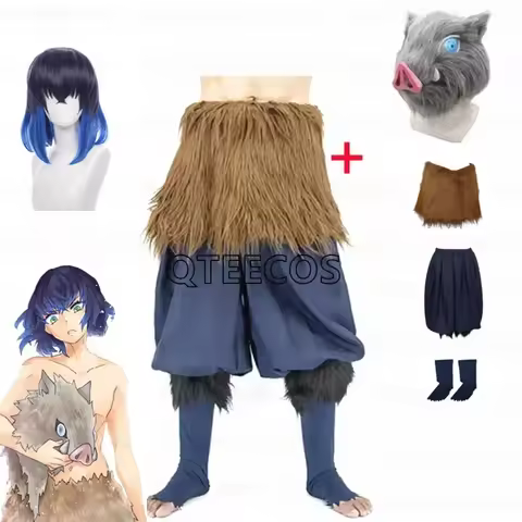 Anime Hashibira Inosuke Cosplay Costume Halloween Adult Fancy Pants Outfit Clothes Pig Mask
