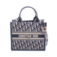 【二手】Dior Book Tote 小號 Oblique 兩用包 M1325CZBB 海軍藍帆布皮革 Oblique Book Tote 小號