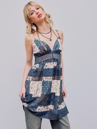 Cider Paisley Hollow Out Midi Dress