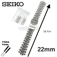 (Original) Seiko 5 GMT Jubilee Solid Stainless Steel Bracelet For Model SSK001 , SKX007 , SKX009 &amp; SRPD Series 22mm